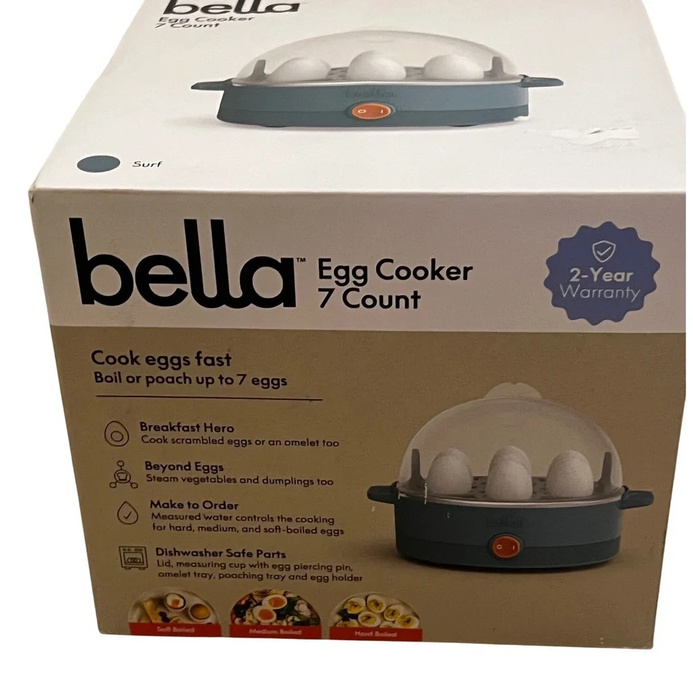 Bella Electric Egg Cooker 7 Count Surf Blue‎ Boil Poach Steam Auto Shutoff